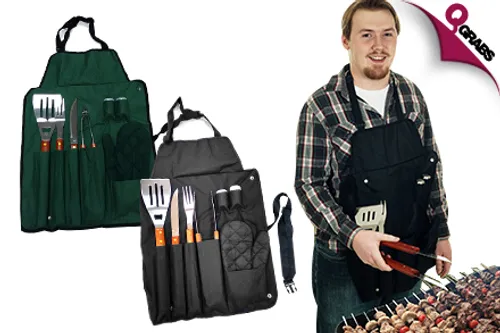 From QR49 Become a Grill Master with a BBQ Apron 7-Piece Tools Set! (Up to QR198 Value)